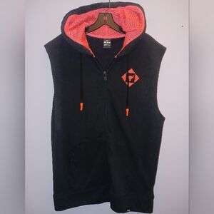 New Under Armour Project Rock Black Sleeveless Fleece Hoodie with Coral Accents